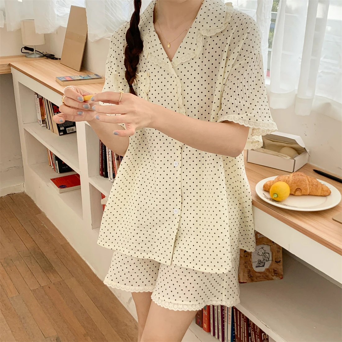 Pure Cotton Polka Dot Pyjama Set