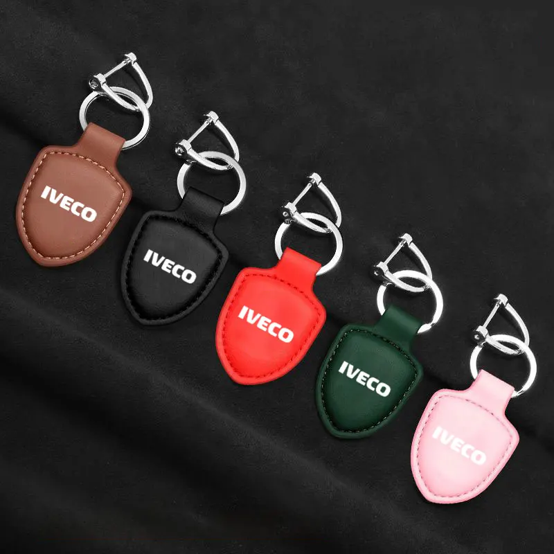 

Leather Shield modeling Keychain Car Keyring Simple Multiuse Gift For Man Women For Iveco Daily IV V VI Van EcoDaily Accessories