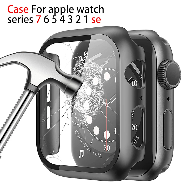 Vetro + Cover Per Apple Watch Case 45Mm 41Mm 44Mm 40Mm 42Mm 38Mm Iwatch Accessorie Screen Protector Apple Watch Serie 3 4 5 6 Se 7