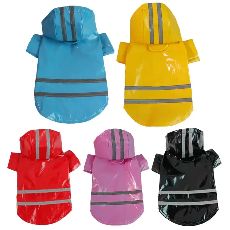 Pet Clothes 1 PCs Pet Pu Raincoat Dog Raincoat Teddy Bichon Corgi Small Medium Dog Reflective Waterproof Snow Proof Puppy Clothes