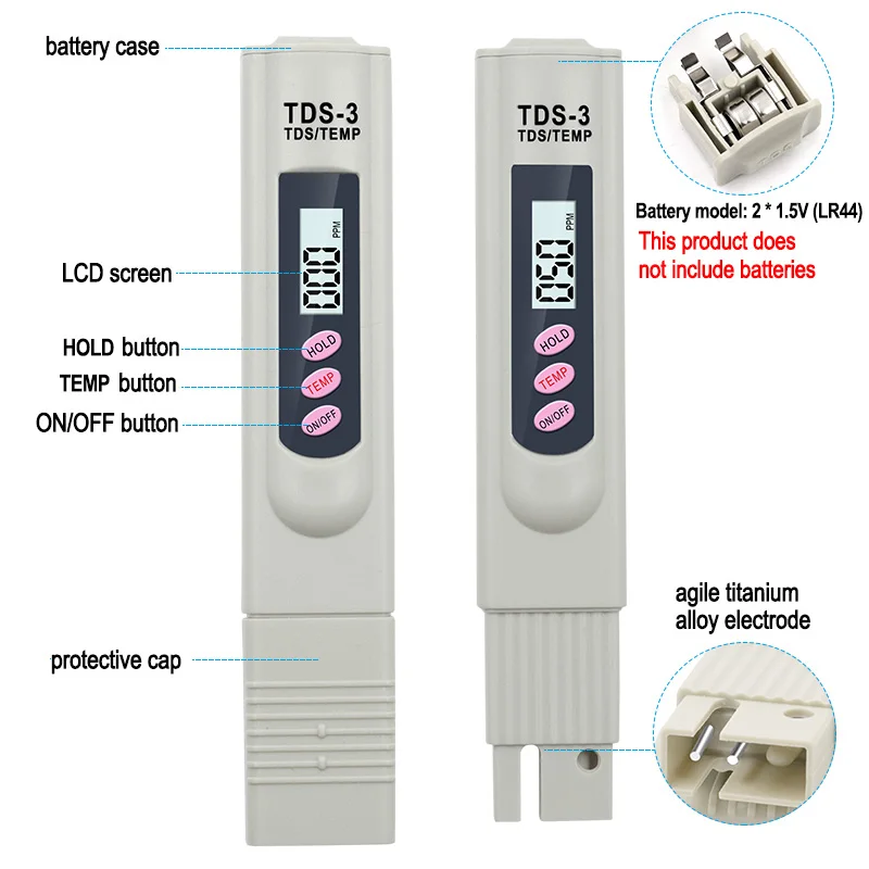 Portable LCD Digital TDS Water Quality Tester Water Testing Pen Filter Meter Measuring Tools Accessory for Aquarium Pool