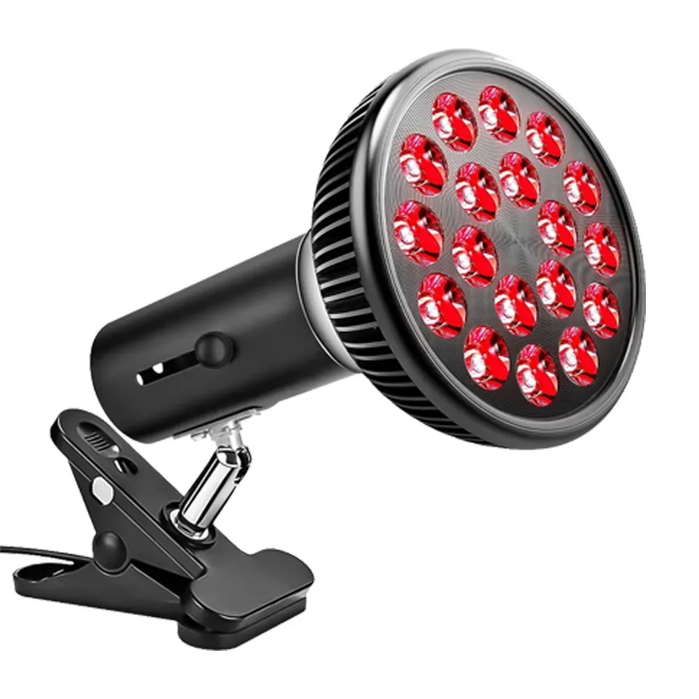 Red Light Therapy Lamp with Holder 360&deg; Adjustable Clamp 660nm&850nm Infrared Combo Bulb for Skin Care Pain Relief and Recovery infrared therapy lamp