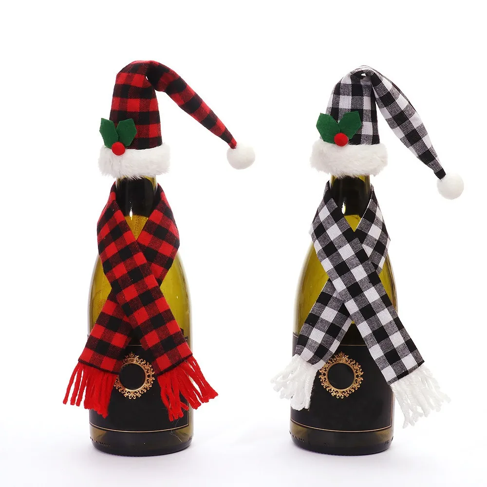 Lot De 4 Sacs De Bouteille De Vin Avec élan Et Père Noël, Bonhomme De Neige, Décoration Pour Fête Du Nouvel An