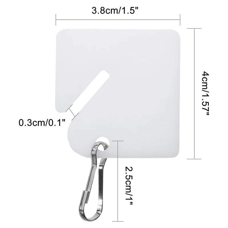 내구성-120 Pcs 키 태그 슬롯 형 플라스틱 교수형 태그 키 캐비닛 상자 사물함, 1 용 금속 스냅 후크가있는 1.5 인치 흰색 태그