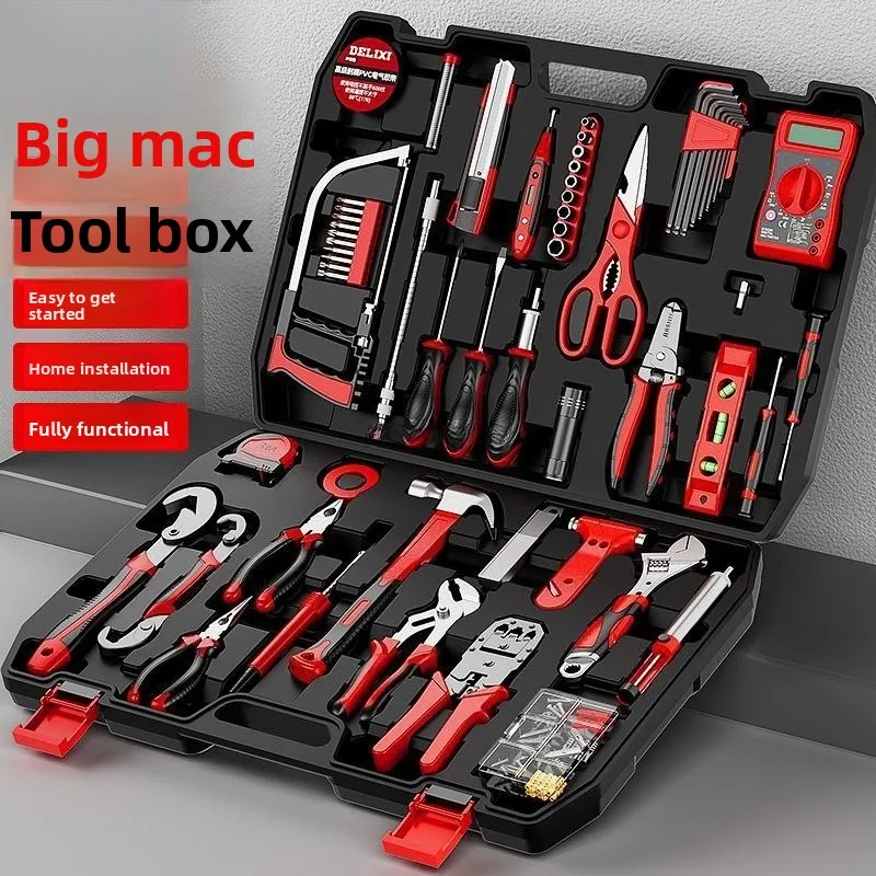 Kit de ferramentas multifuncional para reparo doméstico, conjunto de ferramentas manuais com caixa de armazenamento para manutenção doméstica diy