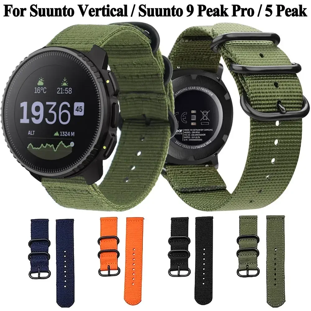 

22mm Nylon Canvas Watch Strap For Suunto Vertical Strap Watchbands Bracelet Replacement Wristband For Suunto 9 Peak Pro / 5 Peak