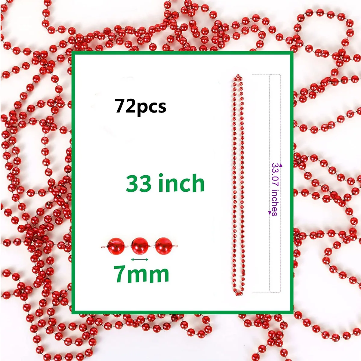 24 Stück Karneval 7 mm Perlen Halsketten Bulk Kostüm Halskette für Veranstaltungen und Partys Neuheit Metallic Farben Party Perlen Halsketten – Detail 14