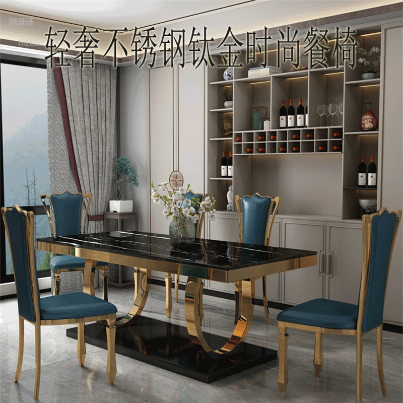 Description Picture 3 of itemNordic Stainless Steel Dining Chair Simple Modern Kitchen Furniture Home Backrest Dining Chair Hotel Banquet Hall Wedding Chairs