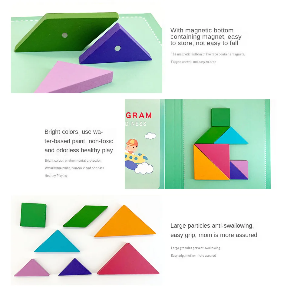 Hot Magnetic 3D Puzzle Geometric Shapes Tangram Jigsaw Board Kids Montessori Games Children Educational Wooden Toys 4