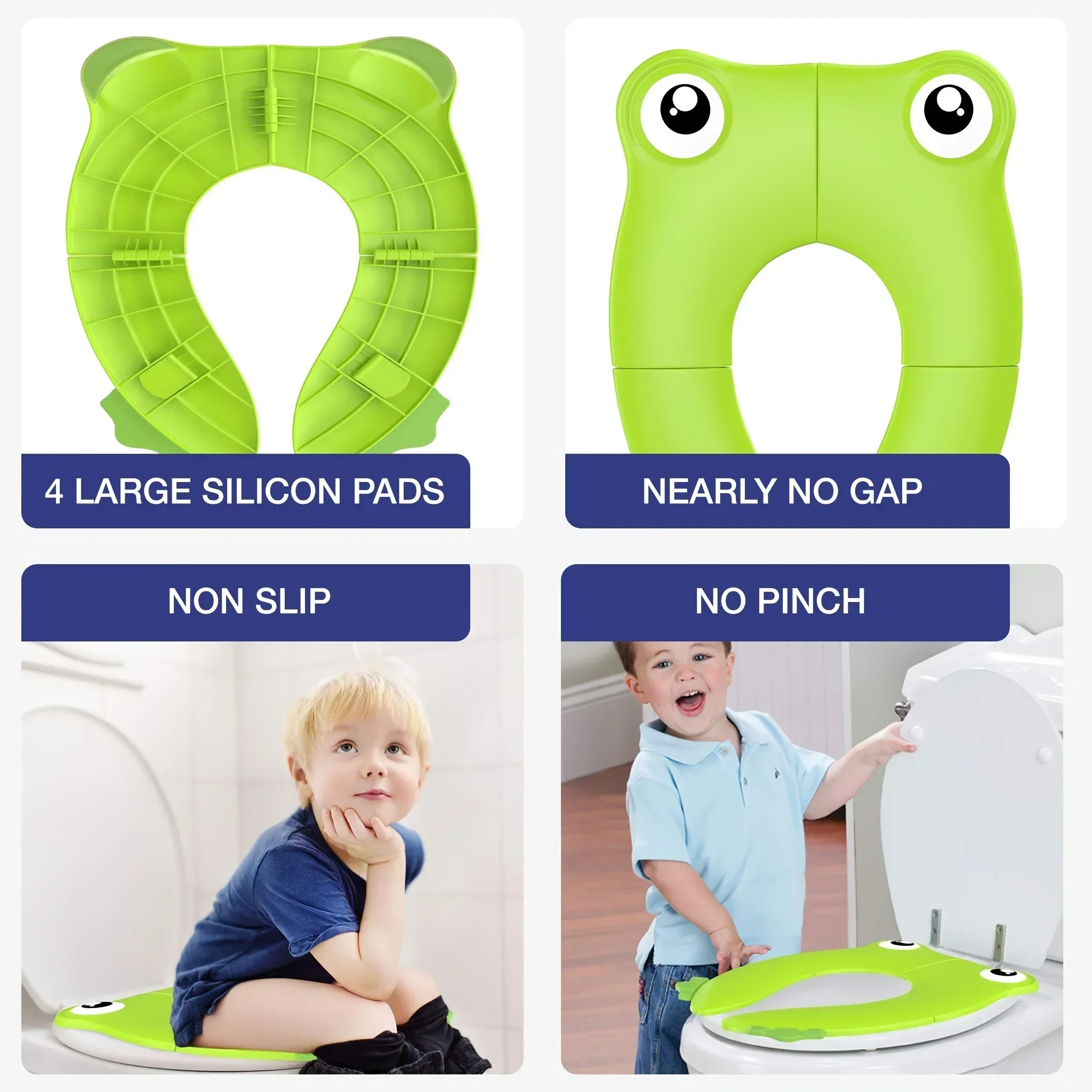 Toddlers Toilet Seat, Recyclable Potty Seat Cover for Travel Portable Folding Non Slip Silicone Pads Potty Training Seat 6