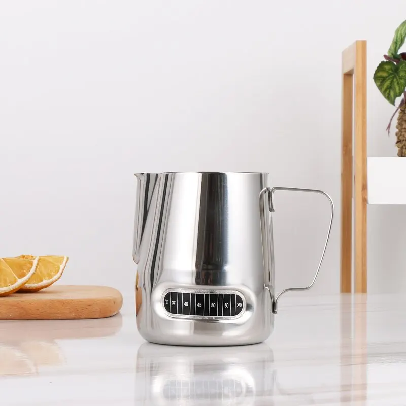 Metal Stainless Steel Measurements Thermometer Coffee Barista Milk Jug Temperatures milk frother jug milk frothing jug measuring cup