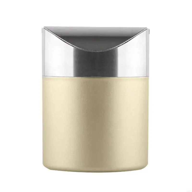 12PB Small Trash Can with Swing Top Lid Desktop Dust Bin Indoor Table Waste Bins for Office Desk Bathroom Dressing Countertop