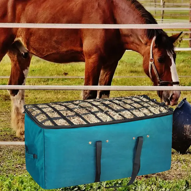 Horse Hay Bag Hay Feeder Hangable Storage Supplies Bag Feeder Tote For Livestock Barn Cattle Goat Horses Sheep Stalls 5