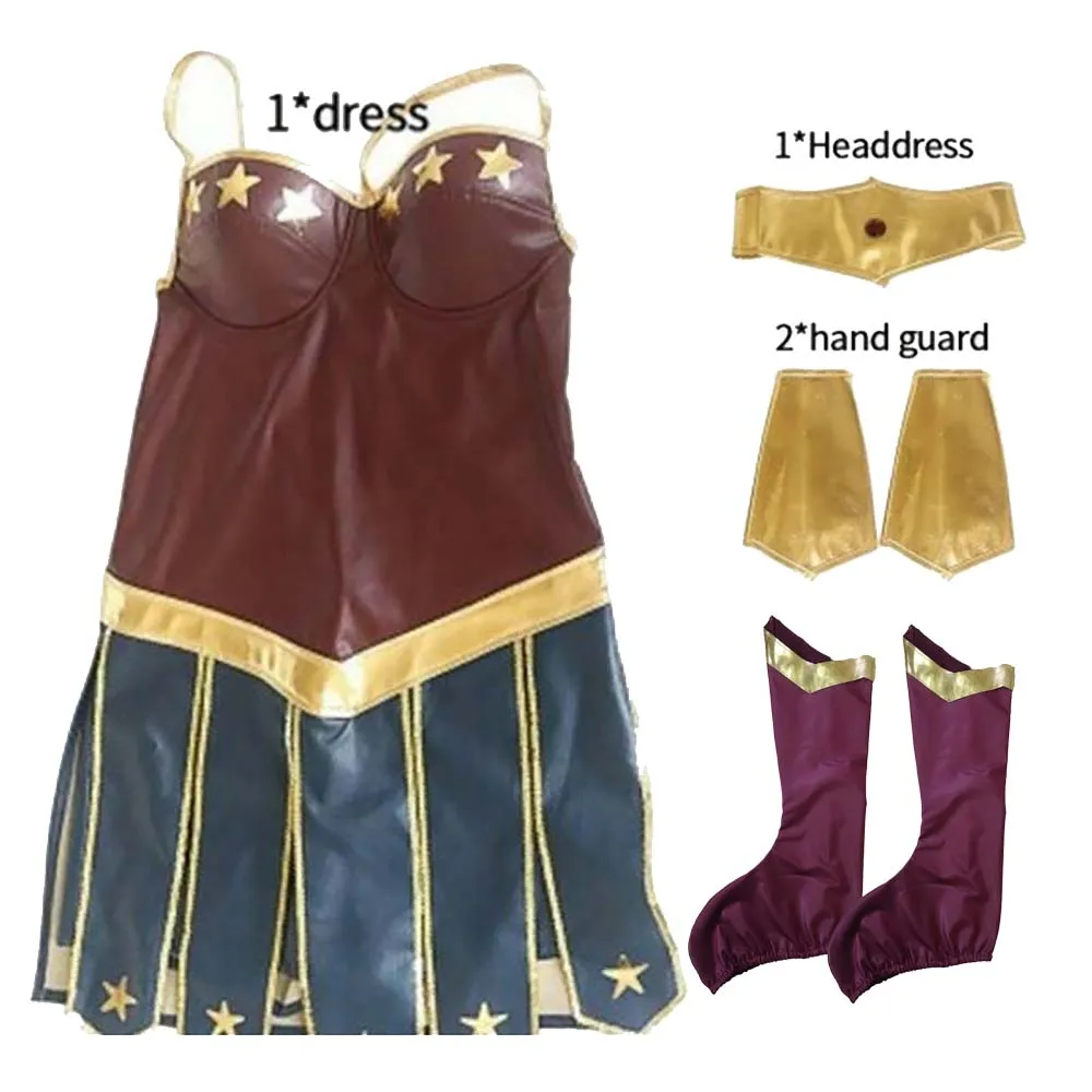 Halloween Superhero Cosplay Wonder Woman Costume Dress for Women