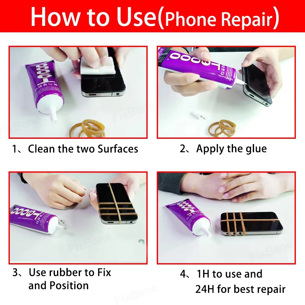 Zhanlida Glue for Phone Speaker Jewelry Adhesive Rhinestones Textile Craft Fabric Cloth Black Transparent Bond T8000 T9000 E7000 3