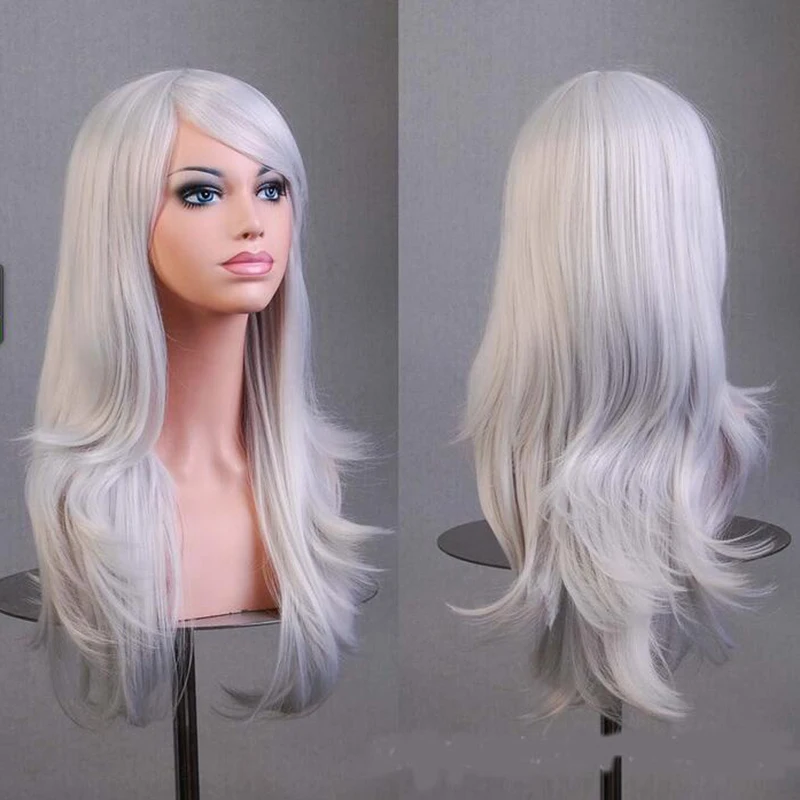 Soowee Hair Long Wavy Gray Blonde Wig Fake Hairpieces Synthetic Hair
