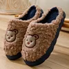 Women Winter Warm Home Slippers Thicken Indoor Cute Bear Plush Floor Slides Non-slip Fur Cotton Shoes Ladies Couples Slippers 3