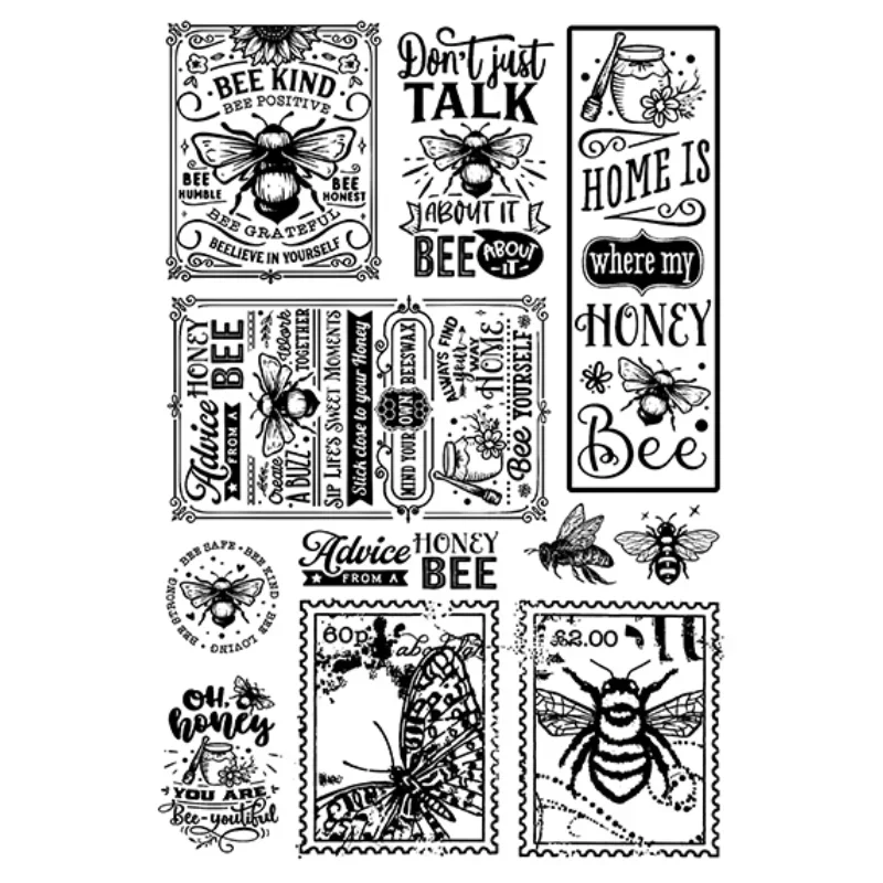 11*16cm Bee Flower Clear Stamp Card Album Paper Craft Rubber Transparent Silicon Stamp Embossed DIY Greeting Card Handmade clear stamps clear rubber stamps