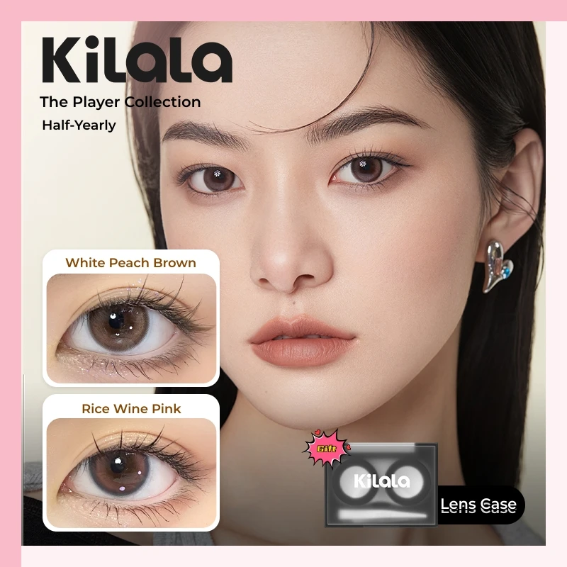 Kilala Brown Colored Contact Lenses Half-Yearly Colored Contacts Nonionic (1pair/2pcs) Power: 0.00 ~ -10.00 Sweet and lovely
