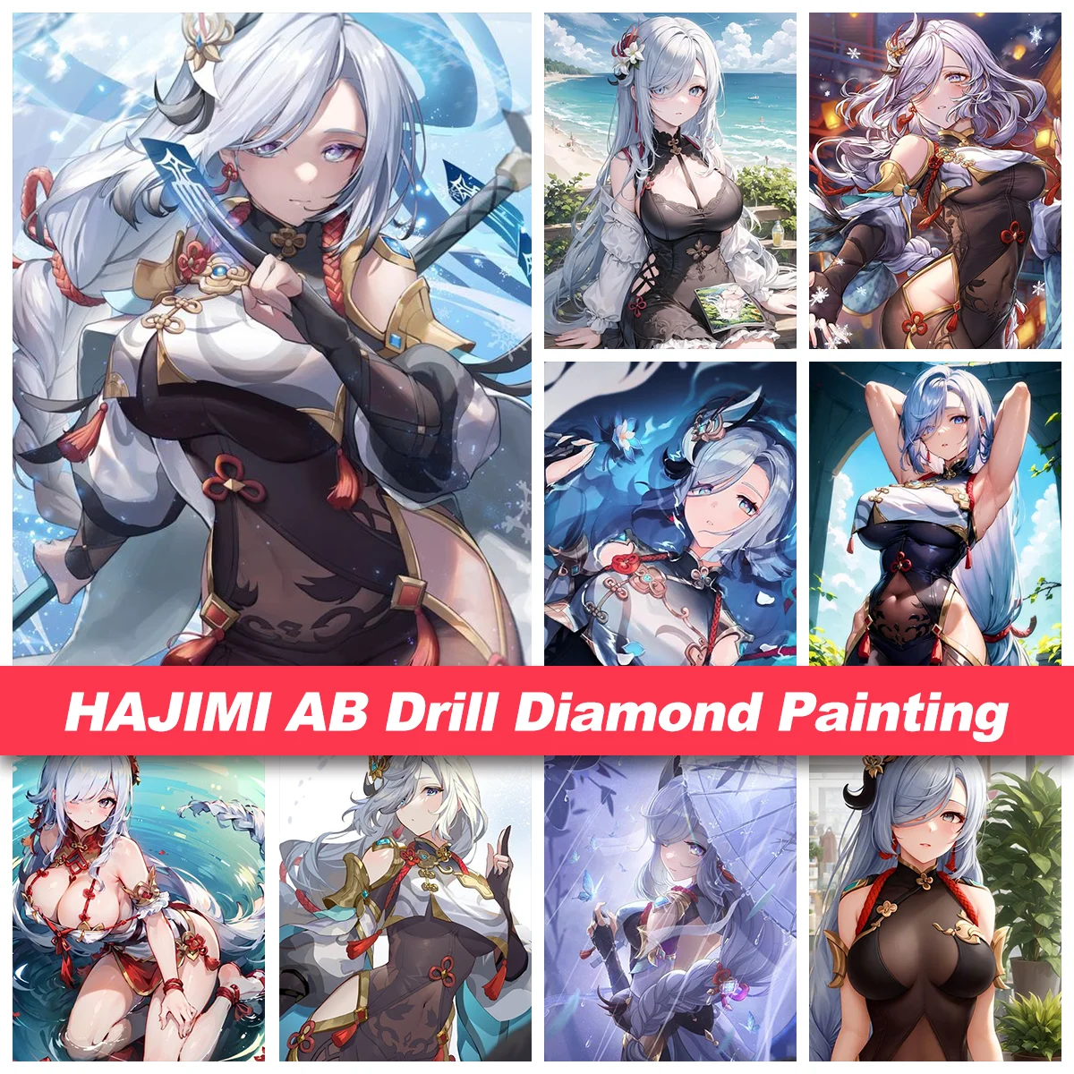 

Genshin Impact Shenghe полноразмерная алмазная живопись Аниме игра Девушка DIY Алмазная мозаика вышивка кристаллами Стразы