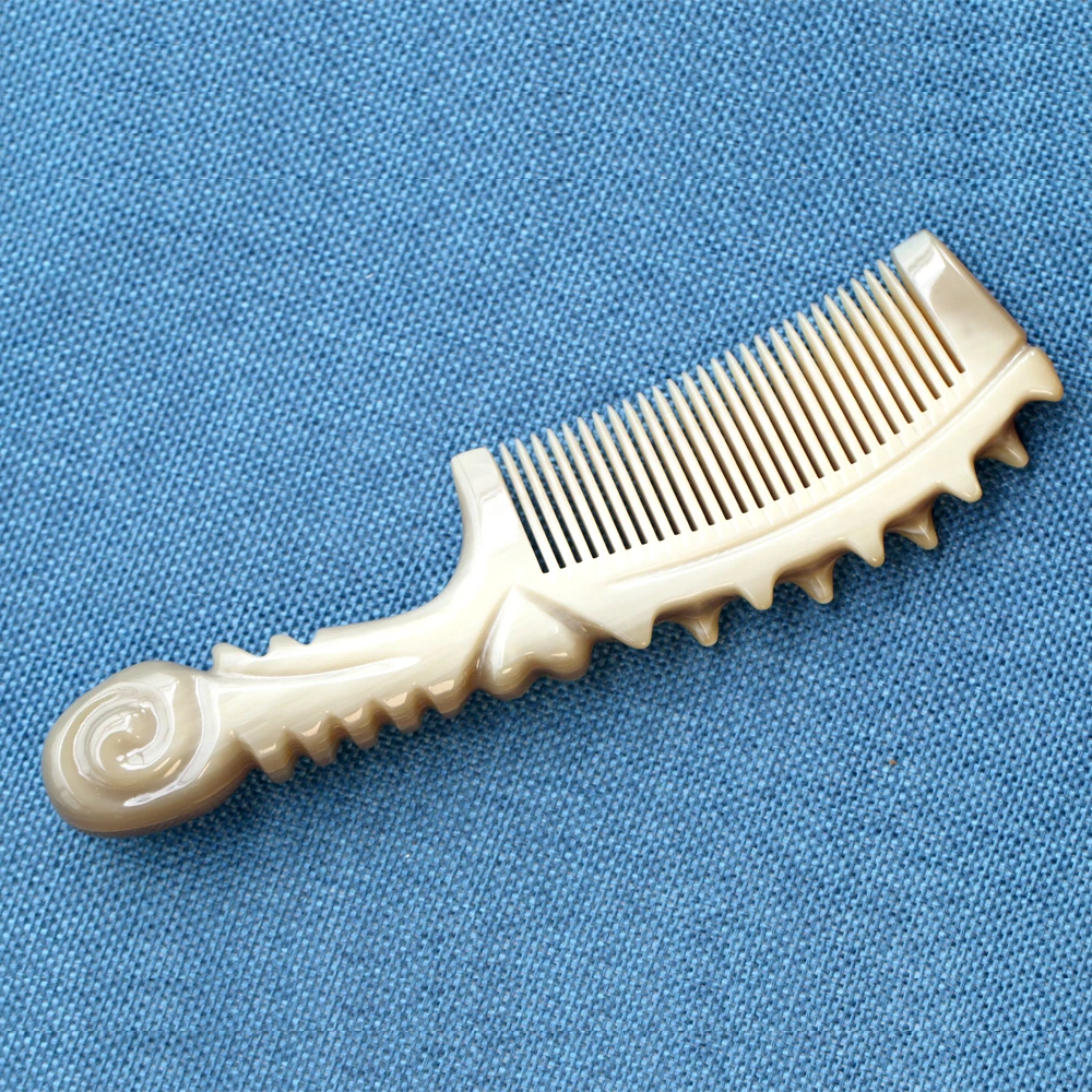 Natural White Buffalo Horn Combs Anti-Static Comb Hair Massage Comb Brushs with Pouch Bag 4