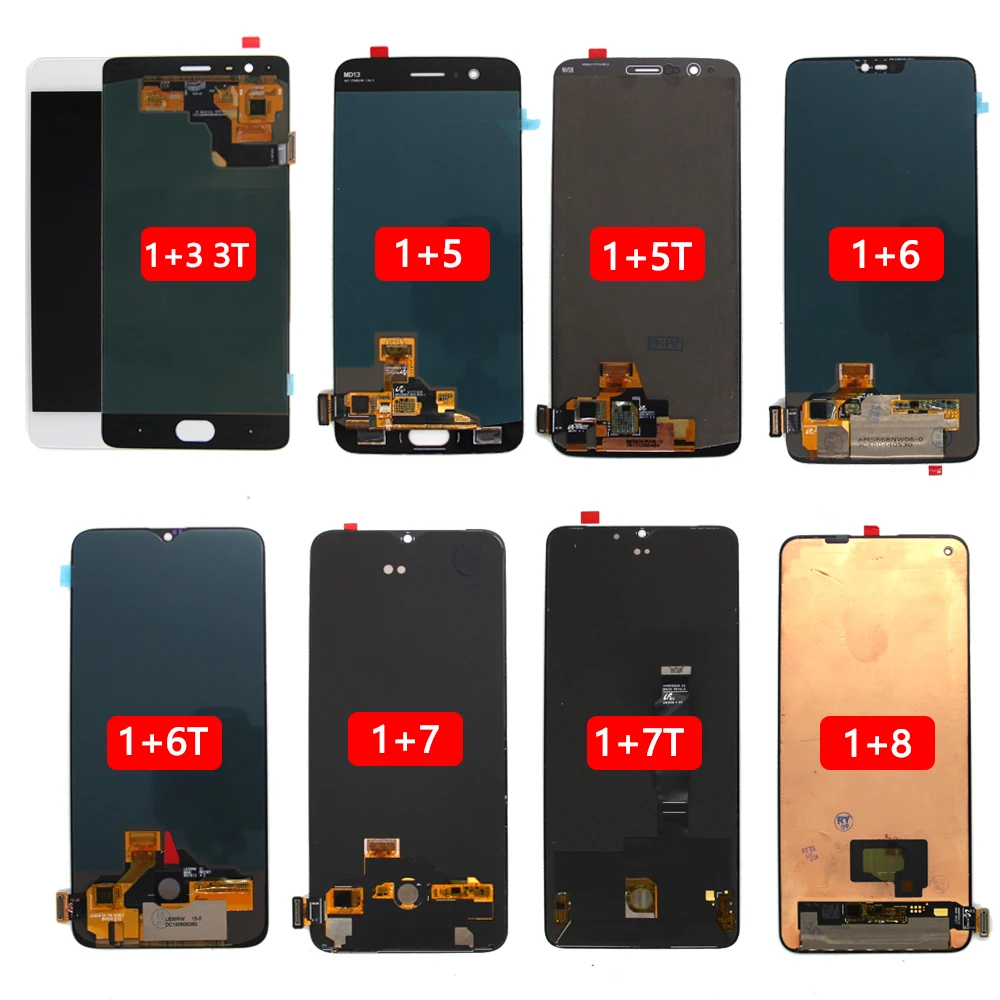 OLED Display Screen LCD Display Screen Super AMOLED Display for Oneplus 5 5T 6 6T 7 7T 8 8T 7Pro 8Pro 9 9R 9Pro 10Pro LCD Display Touch Screen LCD Panel Replacement