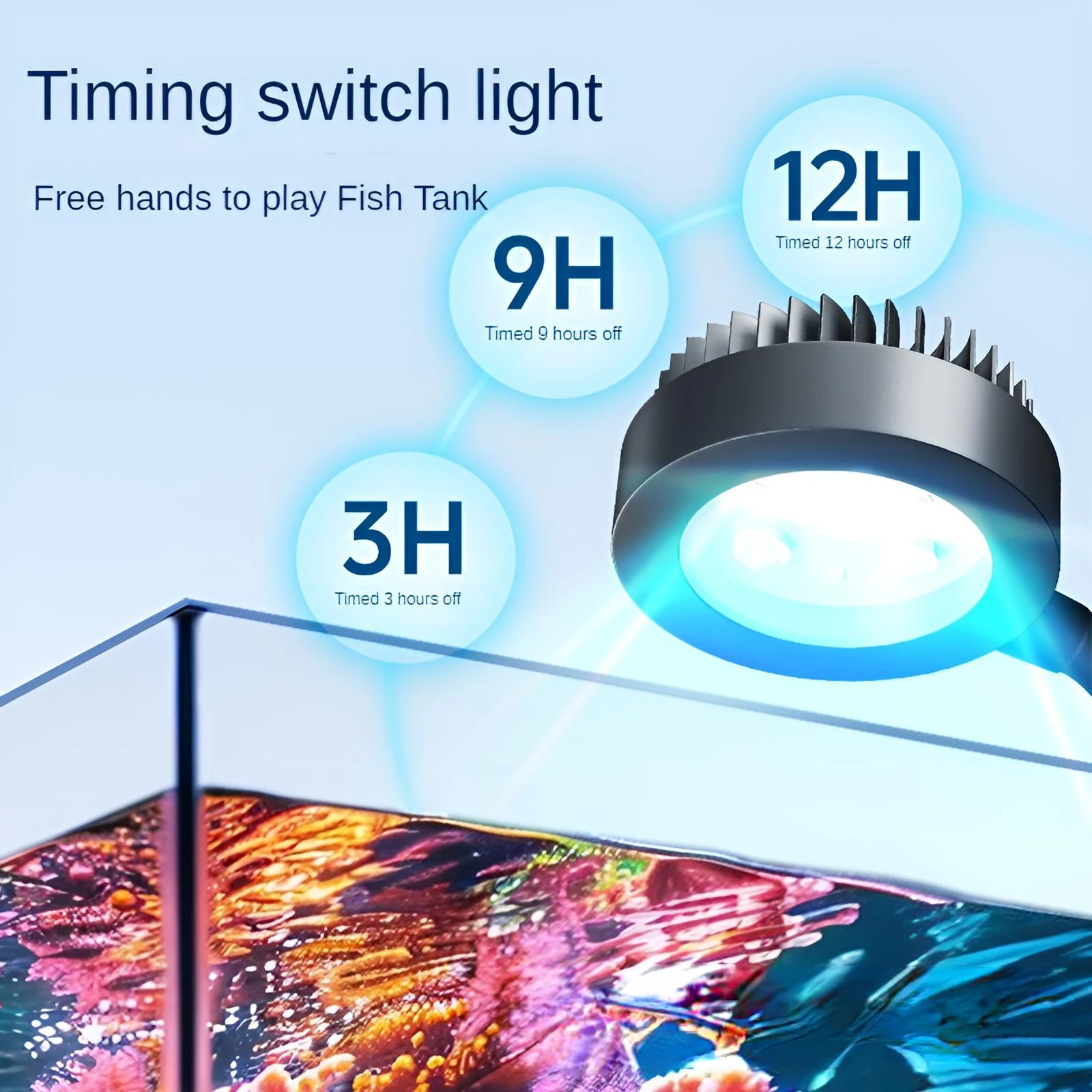 Fish Tank Seawater Lamp, LED Full Spectrum,Water Grass Coral, Special with Time Brightness,Adjustable Three Color Switching,USB