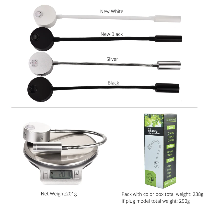 3W 침대 옆 작업 연구 독서 램프 벽 램프 sconces LED 책 램프 벽 야간 조명기구 자리 LED EU 미국 플러그 코드