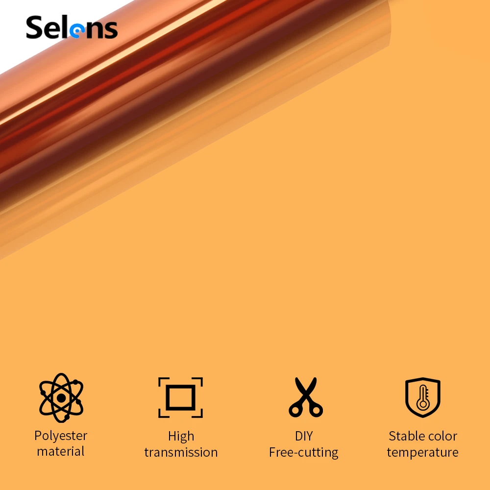 Selens 4 Pcs Lighting Gels Filter 16"x20" Orange Transparent Color Correction Fi