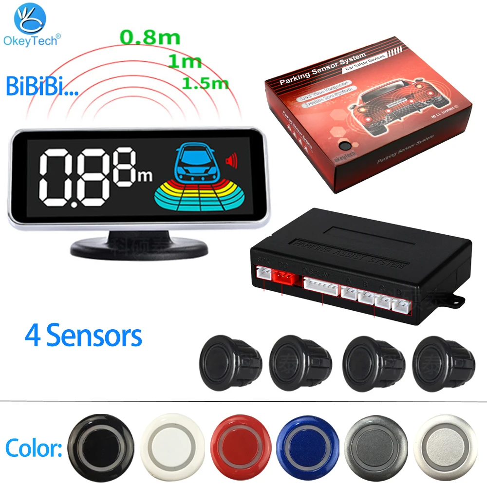 Auto Parktronic LED Digital Parking 4 Sensor Reverse Backup Car Parking  Reversing Radar Monitor Detector System Backlight Displa