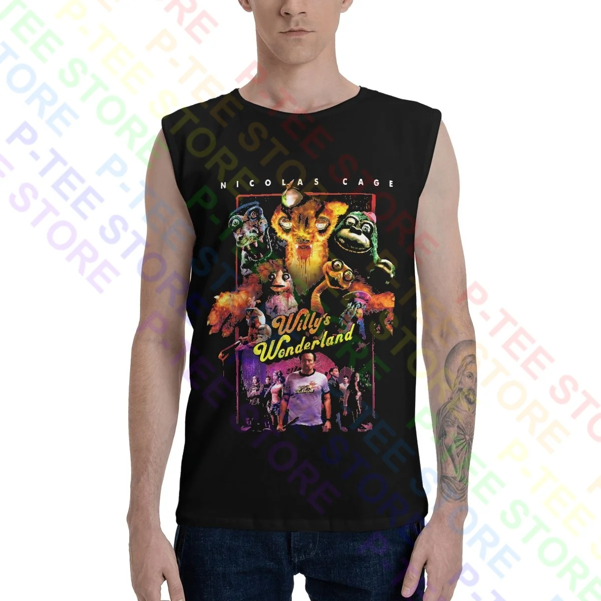 Willys Wonderland 2021 Poster Alexander Cage Battles Animatronic Robot Canotte Gilet Camicia Senza Maniche Top Novità