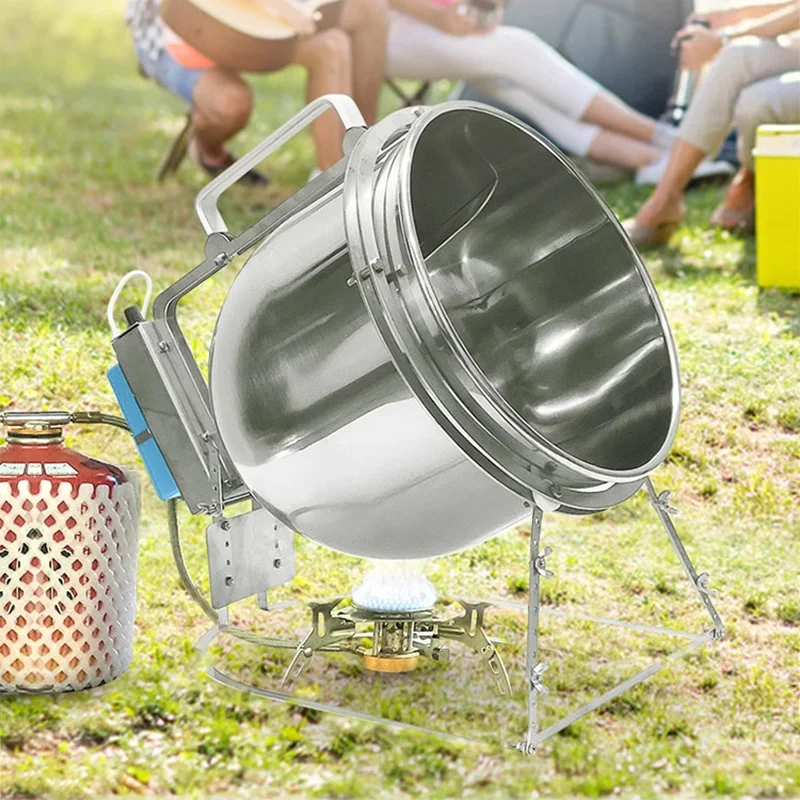 Stainless Steel Stir Fryer, Large Capacity Automatic Flipping and Cooking Machine, Home Outdoor Barbecue, Kitchen 6