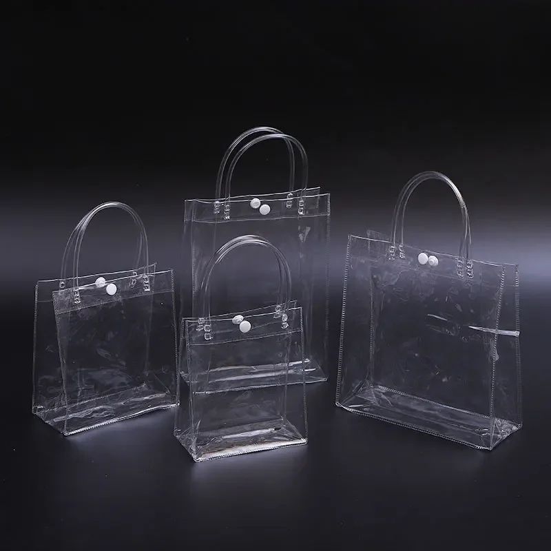 10/20pcs 지우기 토트 방수 가방 재사용 가능한 PVC 지우기 쇼핑 가방 숄더 핸드백 환경 친화적 인 여행 저장 가방 신발 가방