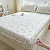 100% Cotton Bed Sheet Fitted Sheet with Pillowcase Elastic Bands Non Slip Adjustable Mattress Cover for Double King Queen Bed 1