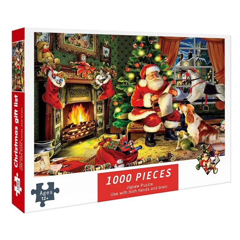 1000pieces Christmas Jigsaw Puzzles Cartoon Santa Claus Colorful Interactive Illustration Jigsaw Puzzles Holiday Favor for home 2