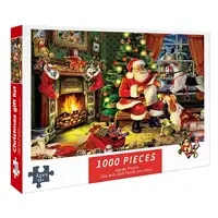 1000pieces Christmas Jigsaw Puzzles Cartoon Santa Claus Colorful Interactive Illustration Jigsaw Puzzles Holiday Favor for home 2