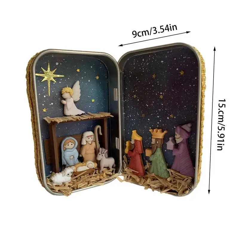 Resin Crafts Manger Nativity Set Baby Jesus Manger Figurines Christmas Religious Church Gift For Friends Believe In Christianity nativity figurines