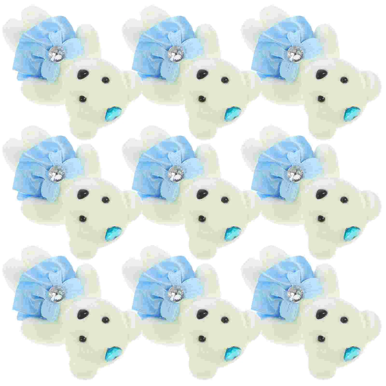

10 Pcs Bear Ornament Cute Stuffed Animal Keychain Ice Cream Soft Plush Wedding Car Bears