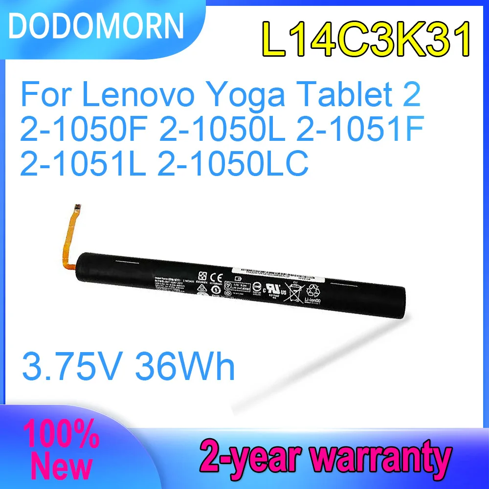 Dodomorn L14c3k31 L14d3k31 Bateria do Portátil para Lenovo Yoga Tablet 21050f 2-1050l 2-1051f 2-1051l 2-1050lc Série 3.75v 36wh