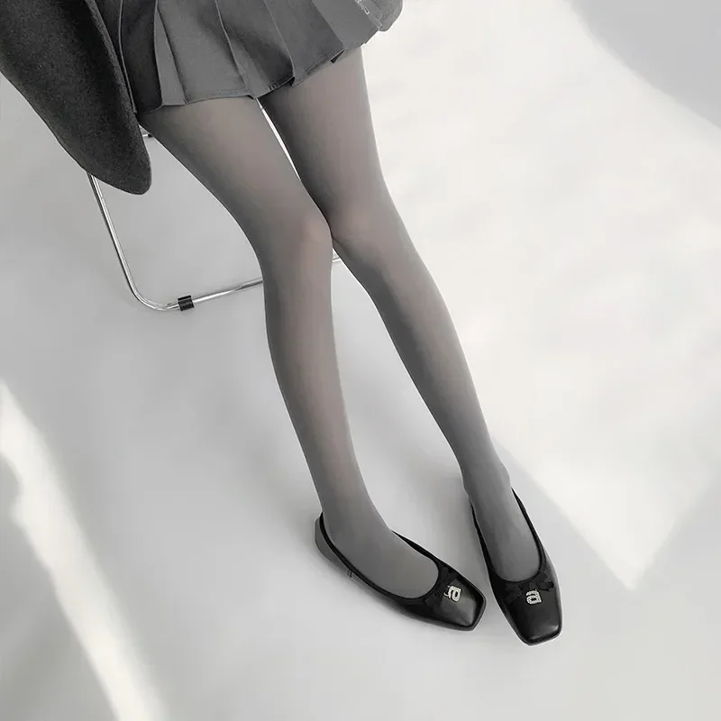 Grey Hue Tights Women Fashion JK Matte Finish Comfortable Velvet Bottoming Stockings Soft Nylon Pantyhose