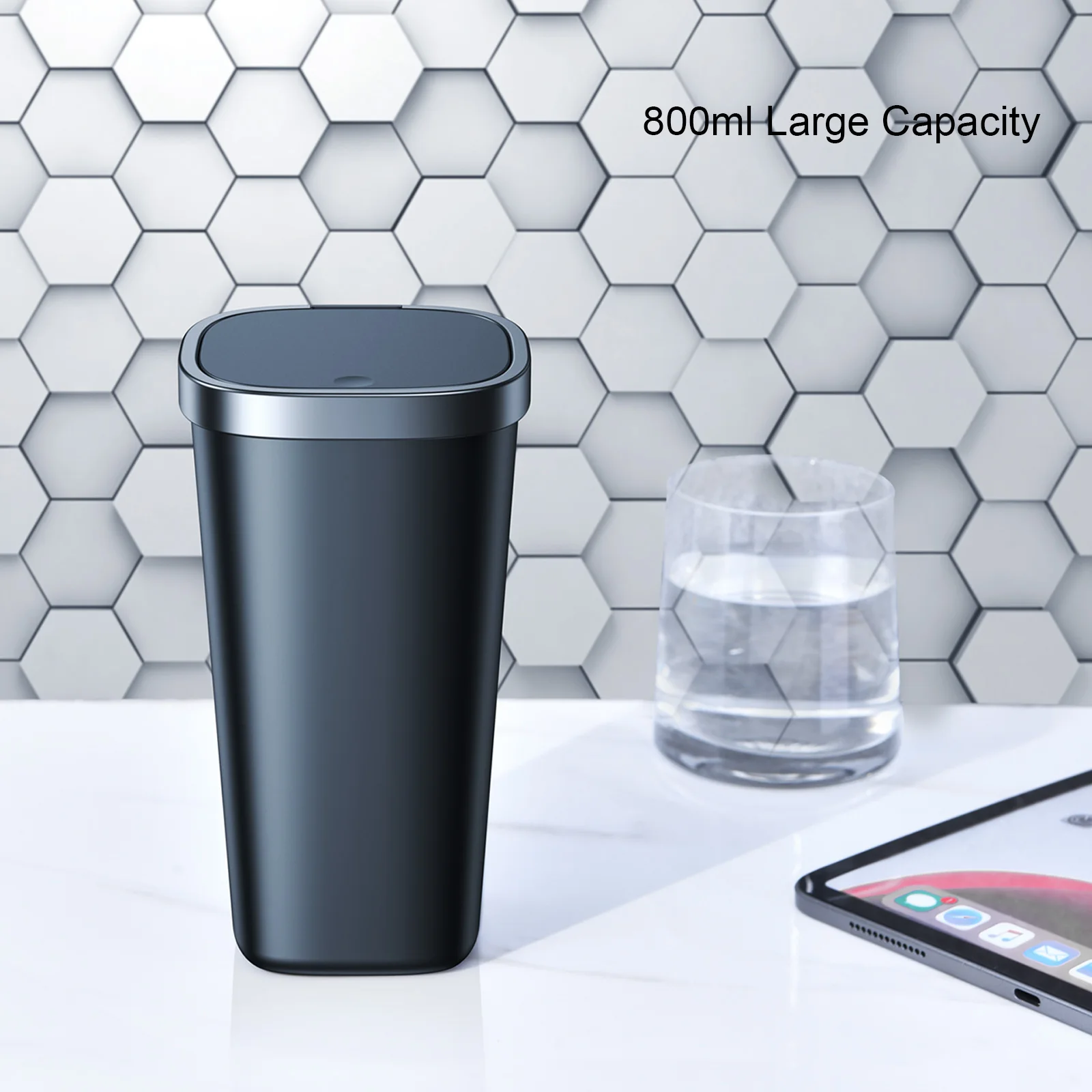 800ML Push Type Car Trash Can With Lid Auto Organizer Storage Garbage Bin Ashtray Dust Case with Free 90pcs Trash Bags