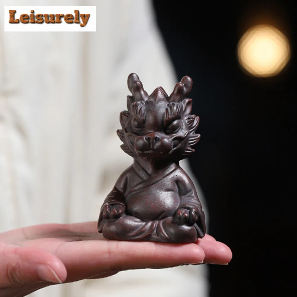 Handmade Yixing Purple Clay Tea Pet Dragon Iron Red Blood Sand Tea Figurine Play Toys Lucky Model Cafes Supplies Ornaments Decor