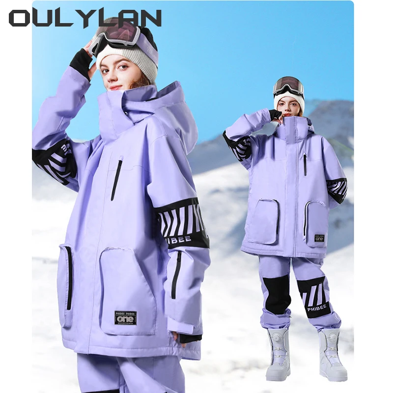 

Oulylan Winter Ski Suits Women Outdoor Windproof Insulation Skiing Clothing Pants Sets Men Thickened Snowboarding Snow Suits
