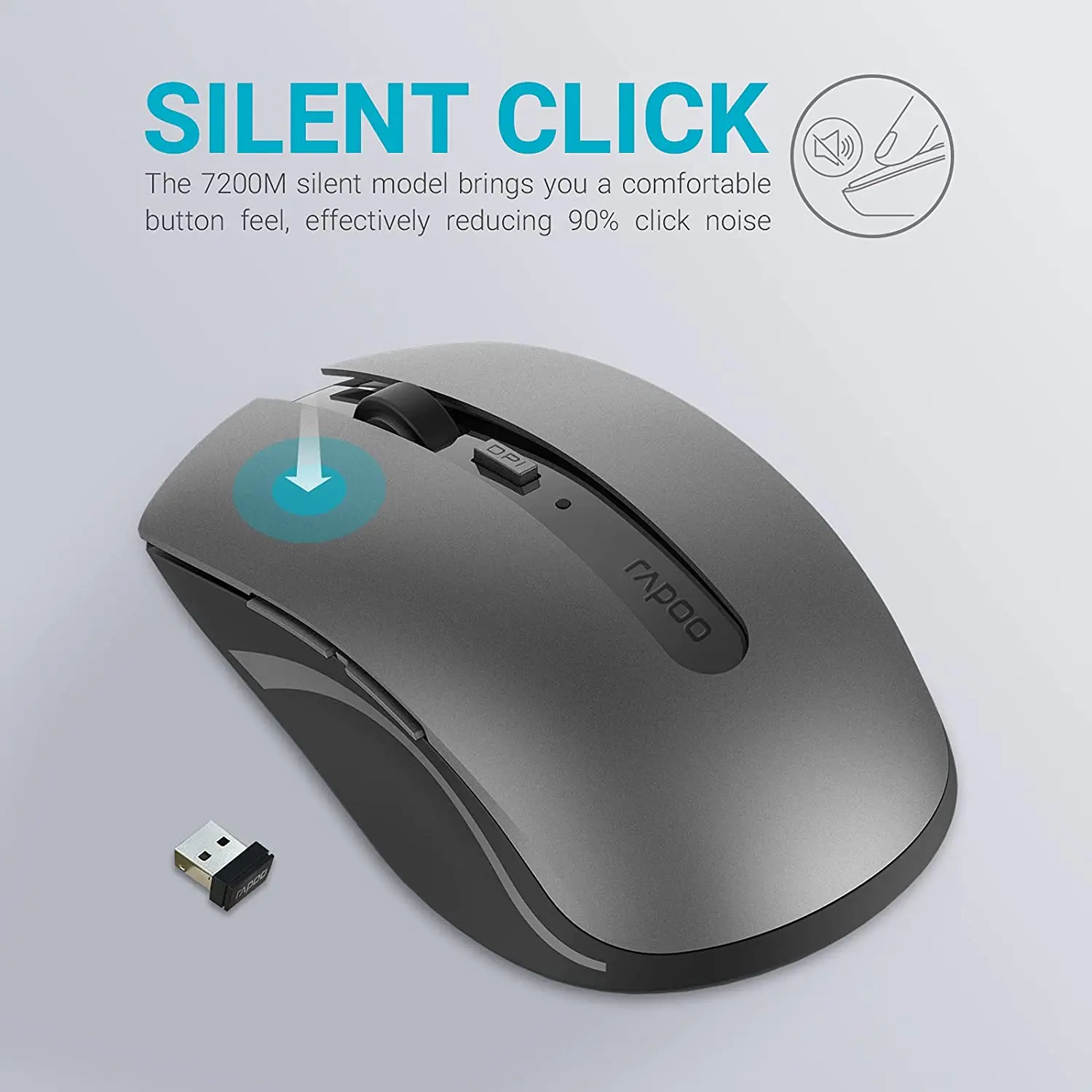 Rapoo-mouse Silencioso Ergonômico Multi-modo sem Fio Bluetooth 3.0 4.0 1600dpi 7200m 2.4g Compatível com Computador pc Laptop - Imagem 5