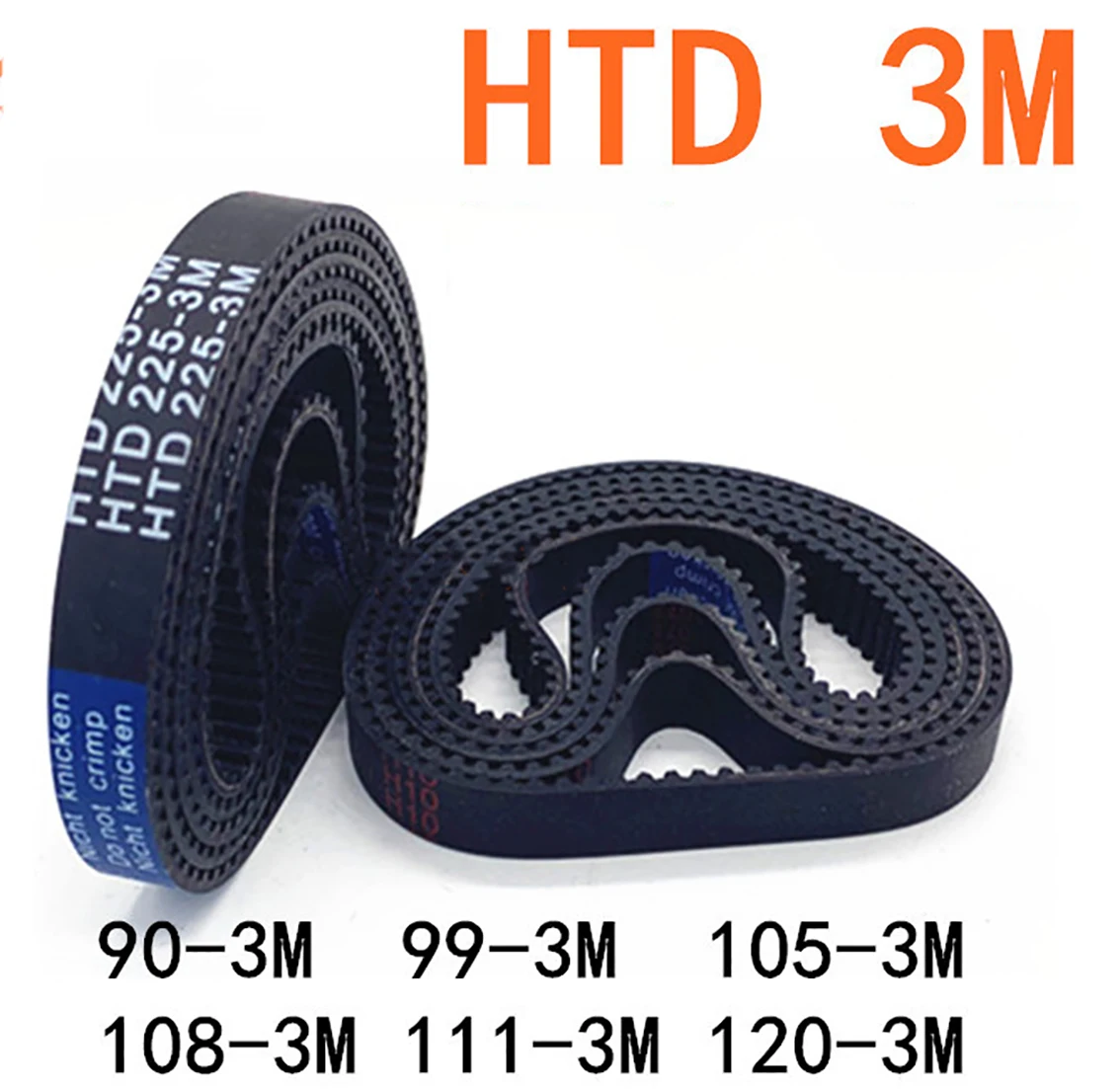 

1Pcs Width 6/10/15/20mm Teeth 30-45 HTD3M Black Rubber Closed Loop Timing Belt Perimeter 90mm to 135mm For CNC /Step Motor