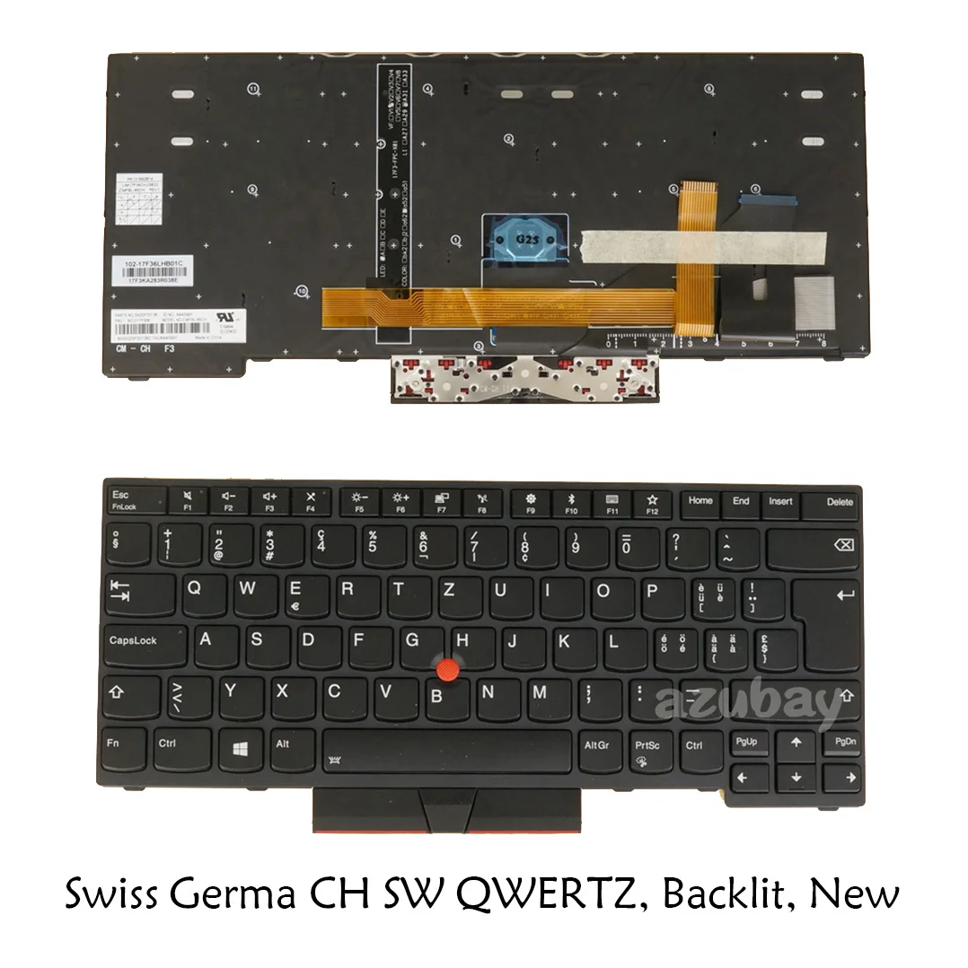 

Швейцарская клавиатура QWERTZ с подсветкой для ноутбука Lenovo Thinkpad E480 E485 E490 E495 L480 L490, Yoga S2 3rd Gen
