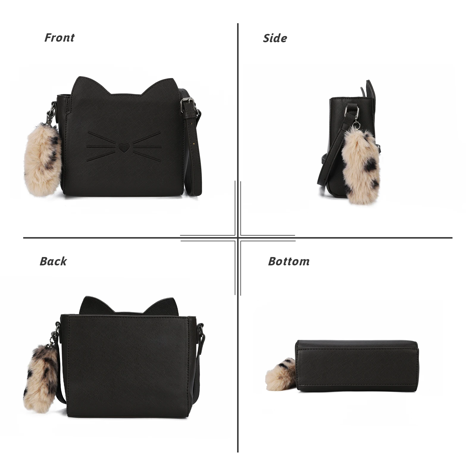 New Shoulder Bag Female Package CAT Pattern Female Package Handbag Messenger Bag Cat Wings