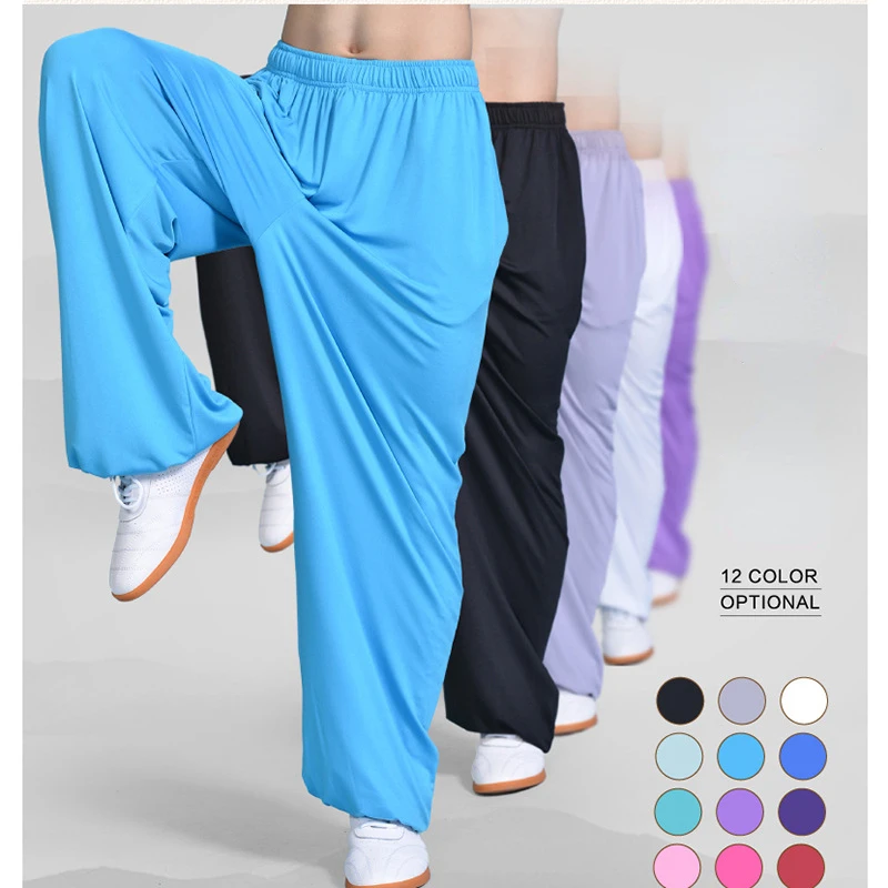 Martial Art Trousers Unisex Tai Chi Milk Silk Breathable Yoga Kungfu Trousers For Men and Women