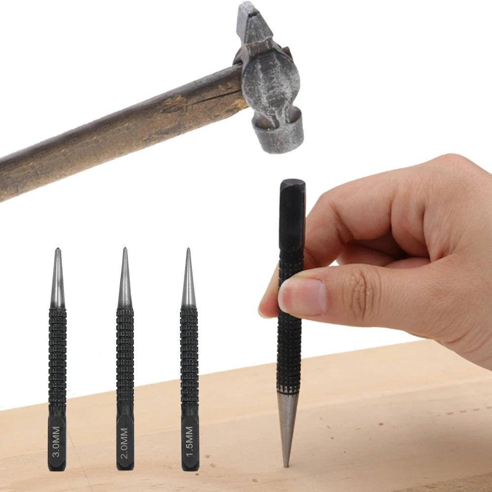 Center Punch Positioning Punch Drilling Fixer Black Cylindrical Nail Pin Tool Accessories 3PC center punch tool