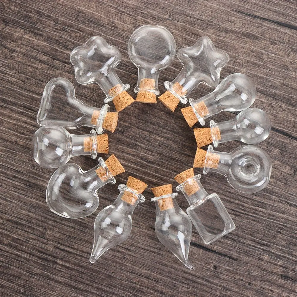 5pcs Mini Glass Cork Bottles Empty Sample Jars Wishing Bottle Wedding Home Decoration DIY Pendants Cork Stopper Storage Vial 2
